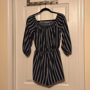 Soprano Navy Blue with White Stripes Romper Size Medium